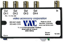Video Accessory 11-113-104 Video Distribution Amplifier, 1x4, BNC Connectors