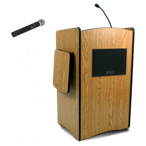 AmpliVox SW3230-HANDHELD Multimedia Computer Lectern With Wireless Sound System And Wireless Handheld Transmitter