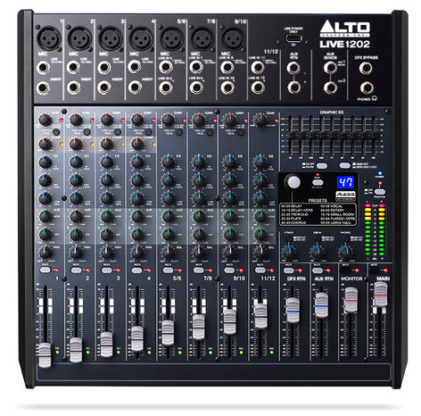 Alto Professional LIVE-1202 Live 1202 12-Channel 2-Bus Mixer With USB Interface And Built-In DSP Effects