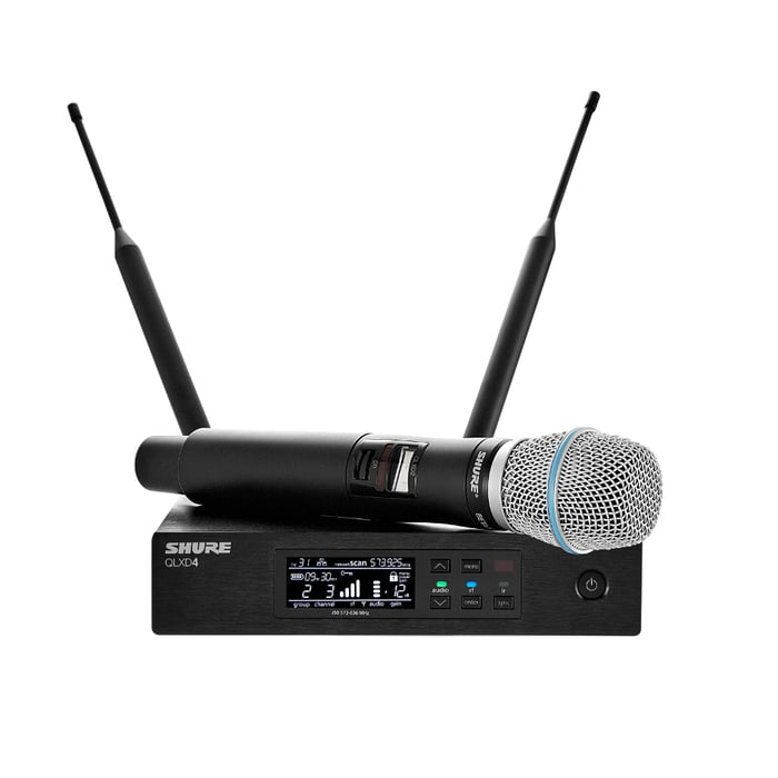 Shure QLXD24/B87A Wireless System With QLXD2/BETA87A Handheld Transmitter