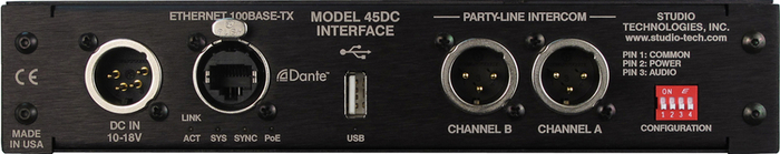 Studio Technologies Model 45DC Dante To Dual Party-Line Intercom Interface