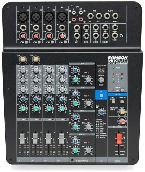 Samson MixPad MXP124FX Compact 8-Channel 12-Input Analog Stereo Mixer With Effects And USB