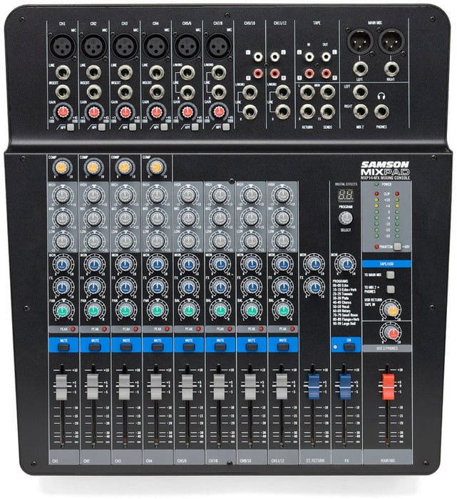 Samson MixPad MXP144FX MixPad Compact, 12-Channel, 14-Input Analog Stereo Mixer With Effects And USB