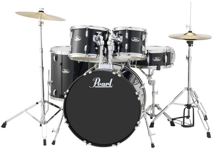 Pearl Drums RS525SC/C31 5-Piece Roadshow Series Drum Set In Jet Black With Cymbals And Hardware