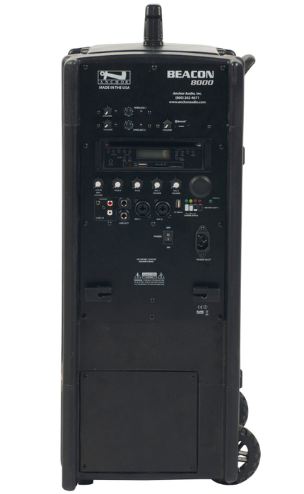 Anchor BEA-8000CU2 Beacon8000 Portable Line Array System With (2) UHF Wireless Receivers, Onboard CD/MP3 Combo Player And Bluetooth Connectivity