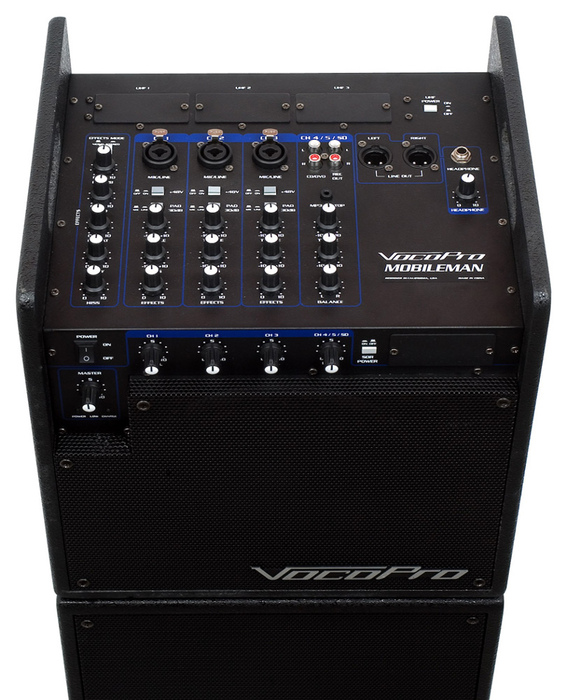 VocoPro MOBILEMAN 80 Watt Portable Battery Powered PA System With Subwoofer