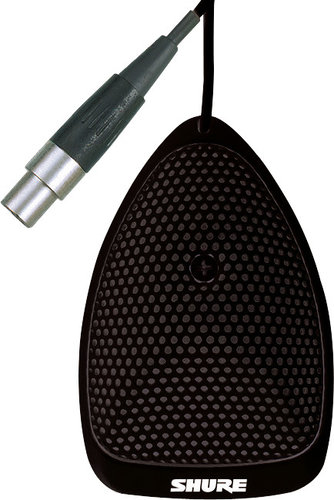 Shure MX391/S Microflex Supercardioid Boundary Mic With Attached 12' Cable And  Preamp, Black