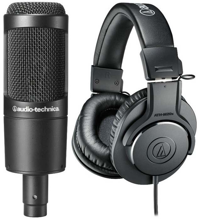 Audio-Technica AT2035/ATHM20X AT2035/ATH-M20x Audio Package With Large Diaphragm Condenser Microphone & Closed-Back Monitor Headphones