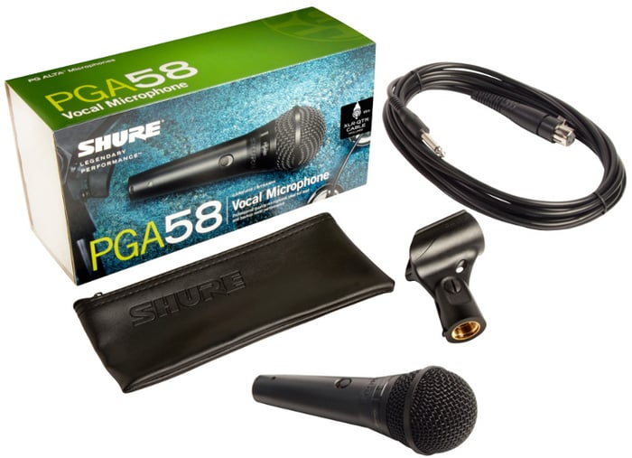 Shure PGA58-QTR Cardioid Dynamic Vocal Mic With 15' XLR To 1/4" Cable