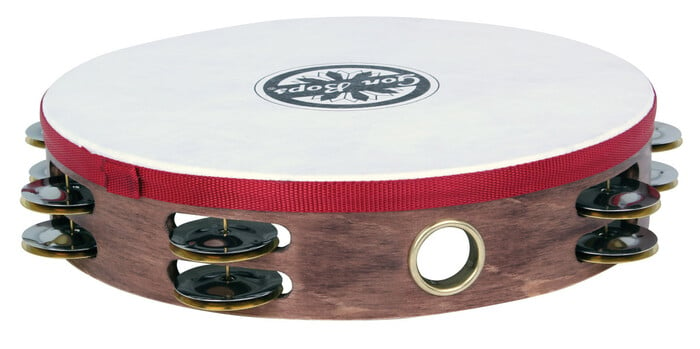 Gon Bops PTAMWH2 10" Wood Tambourine With Two Rows Of Jingles And Head