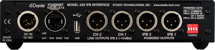 Studio Technologies M43D IFB Interface With Dante