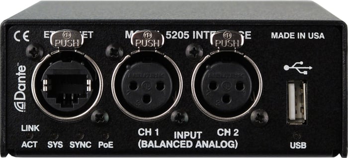 Studio Technologies Model 5205 2-Channel Mic/Line To Dante Interface, POE Powered