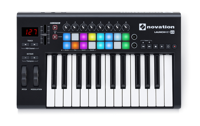 Novation LAUNCHKEY-25-MK2 Launchkey 25 MK2 25-Key Keyboard Controller With 16 Velocity-Sensitive Trigger Pads