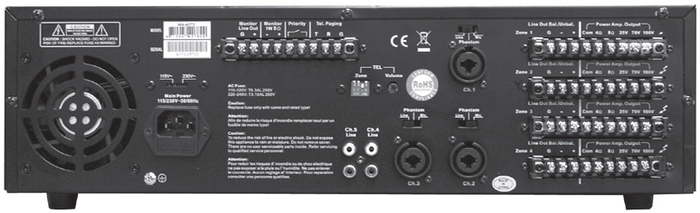 Speco Technologies PL200M 4-Zone 160W Commercial Amplifier With 25/70V And Low Impedance Outputs