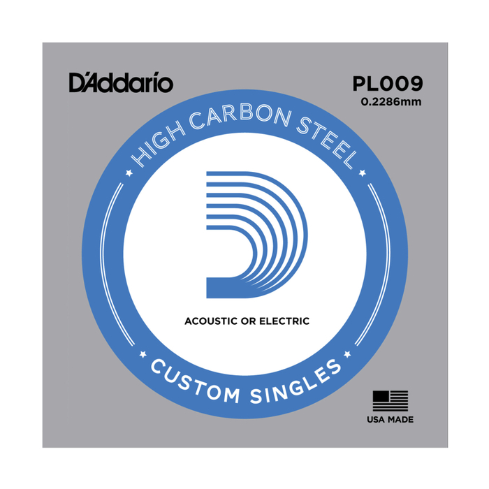 D`Addario PL009-5 5 Pack Of .009 Gauge Single Plain Steel Guitar Strings