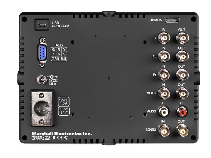 Marshall Electronics V-LCD70-AFHD 7" LCD High Resolution Camera-Top Monitor With 3GSDI, HDMI, Composite, Component Inputs