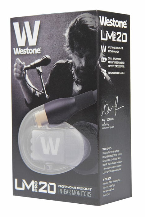 Westone UM Pro 20 High-Performance Earphone Monitors With Removable Cable, Clear