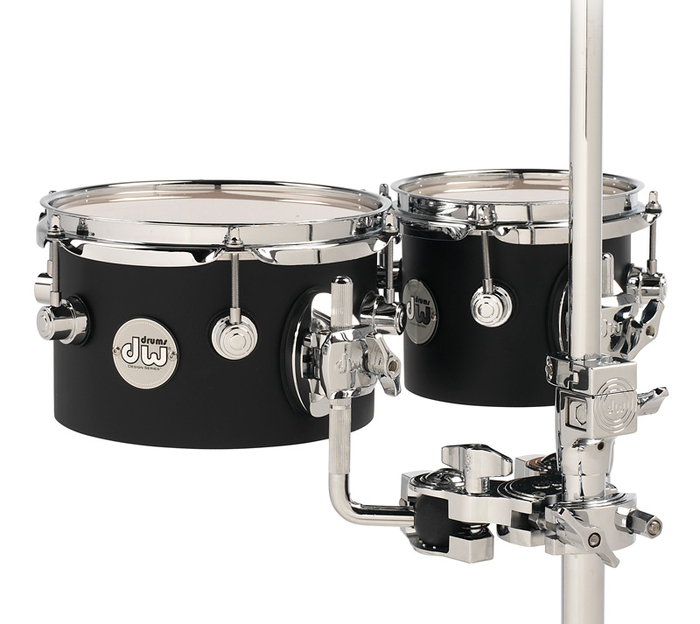 DW DDCT01BLCR Design Series 5"x6", 5"x8" Concert Toms In Black Satin With Chrome Hardware