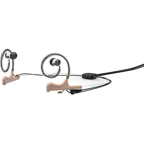 DPA HE2F00-IE2-B D:fine Dual Ear-Worn  Headset Mount With Dual IEMs And Microdot, Beige