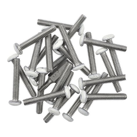 Quam KIT#95 #8-32 1" Button Head Pin-in Torx Stainless Screws, White Heads, Includes One Security Driver Bit, 24 Pack