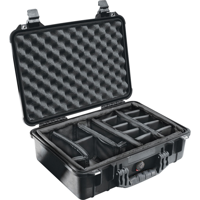 Pelican Cases 1504 Protector Case 16.8"x11.2"x6.1" Protector Case With Padded Dividers, Black