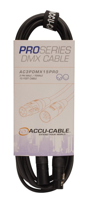 Accu-Cable AC3PDMX15PRO 15' 3-Pin Heavy Duty DMX Cable