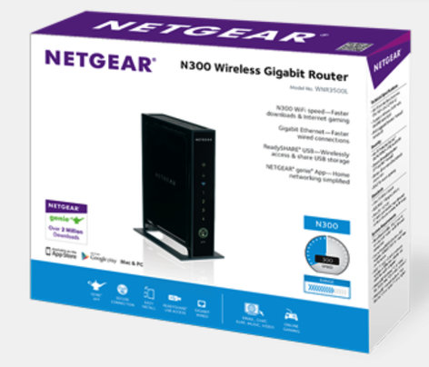 Netgear WNR3500L-100NAS WNR3500L N300 Open Source 802.11n Gigabit WiFi Router With USB