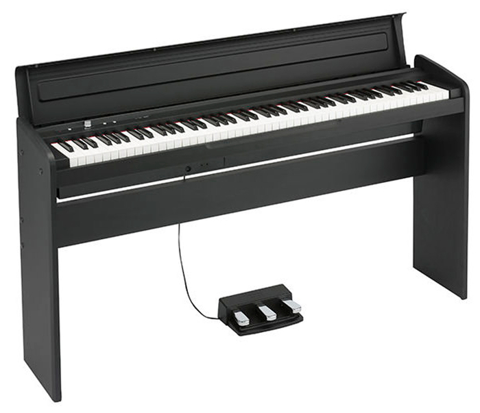 Korg LP-180 Digital Piano - Black 88-Key Digital Home Piano With Weighted Hammer Action And Triple-Pedal Unit