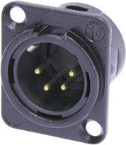 Neutrik NC4MD-L-B-1 4-pin XLRM Panel Mount Connector With Solder Cups, Black