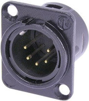 Neutrik NC5MD-L-B-1 5-pin XLRM Panel Connector, Black With Gold Contacts