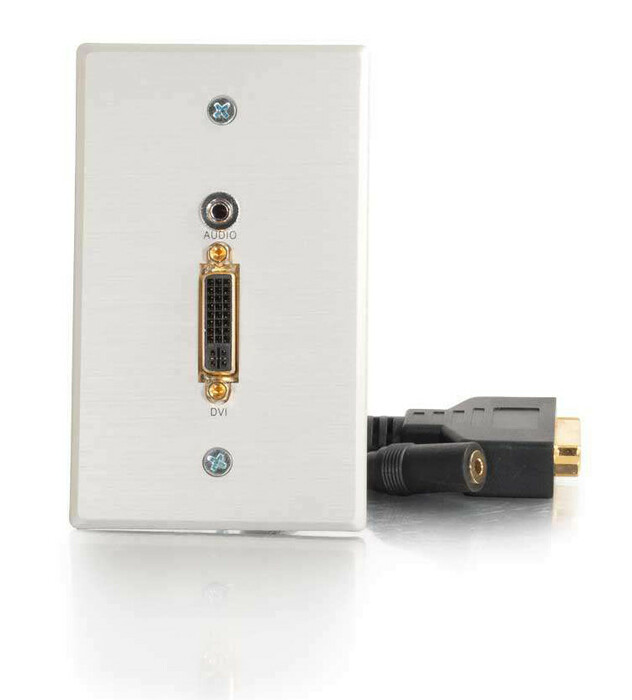 Cables To Go 40353-CTG DVI And 3.5mm Audio Pass Through Wall Plate, Brushed Aluminum