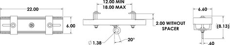 Adaptive Technologies Group BC12-18-GE 22" Gimbaled Style Beam Clamp For 12-17" Beams