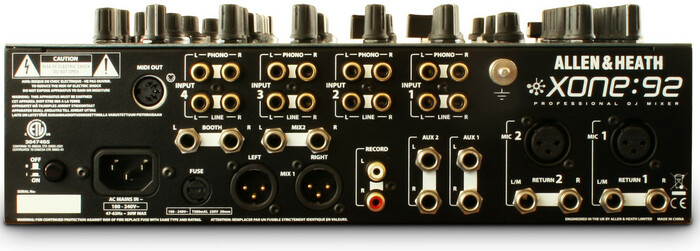 Xone XONE-92-SLIDER Xone:92 Mixer 4 Channel DJ Mixer With VCA Faders