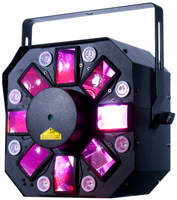 ADJ Stinger II 3-in-1 Effect Fixture: LED Moonflower, Red And Green Laser And 8 UV LEDs