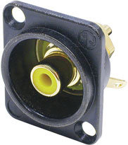 Neutrik NF2D-B-4 D Series RCA Jack With Yellow Isolation Washer, Black Housing