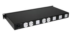 Lowell ACR-1509-S Power Panel, 15A, 8 Outlets, 1 Rack Unit Surge Support LED