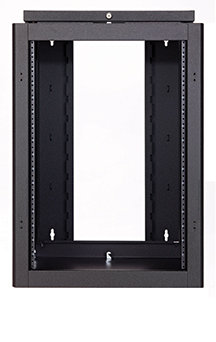 Lowell LWSR-1622 Swing Open Wall Mount 16 Unit Rack With Fixed Rails, 22" Deep, Black