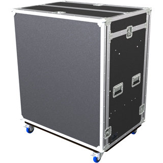 Grundorf T8-COMBO-D18CB Double 18RU T8 Series Mixer/Rack Combo Case With Casters, Black