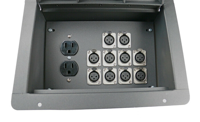 Elite Core FBL10+AC Large Recessed Floor Box With 10xXLRF And 2 AC Connectors