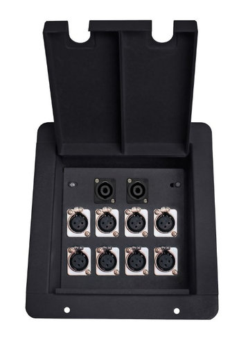 Elite Core FB8-SP Recessed Floor Box With 8xXLRF And 2 Speakon Connectors