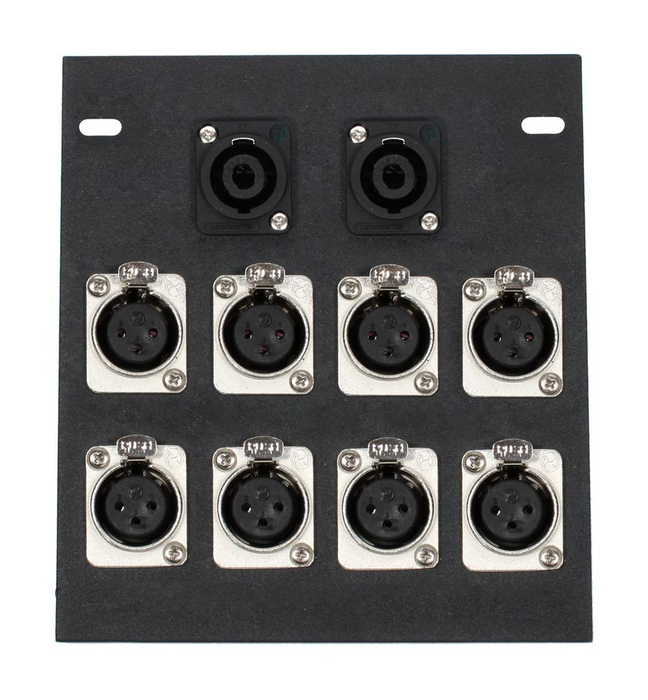 Elite Core FB8-SP Recessed Floor Box With 8xXLRF And 2 Speakon Connectors