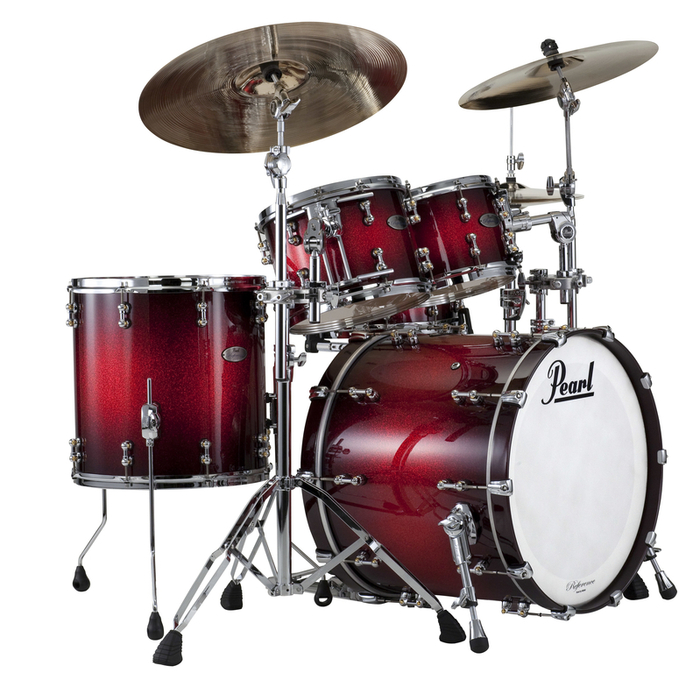 Pearl Drums RFP924XSP/377 4-Piece Reference Pure Shell Pack, Scarlet Sparkle Burst Finish