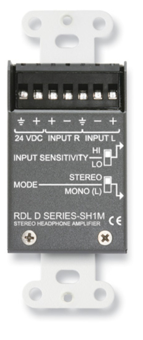 RDL DB-SH1M Stereo Headphone Amplifier, Stainless Decora Panel, Level Control, Black