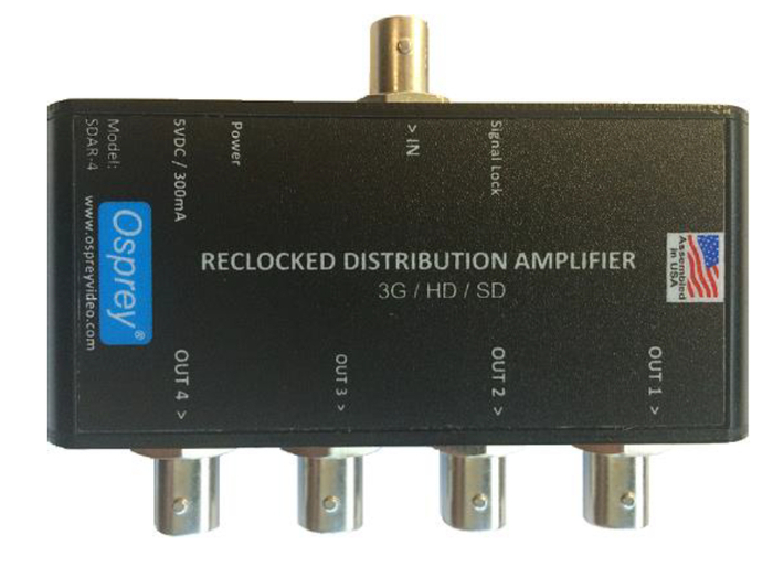 Osprey Video SDAR-4 1:4 Equalized & Reclocked 3G Distribution Amplifier
