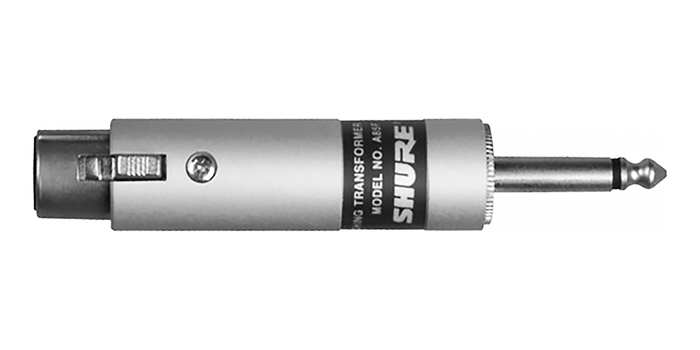 Shure A85F Low To High Impedance Line-Matching Transformer, XLRF To 1/4" Male