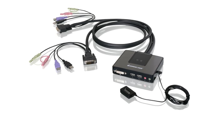 IOGEAR GCS982U 2-Port USB Dual-Link DVI Cable KVM Switch With Audio