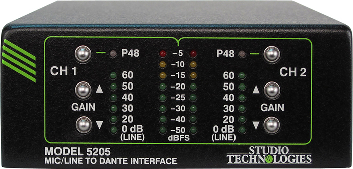 Studio Technologies Model 5205 2-Channel Mic/Line To Dante Interface, POE Powered