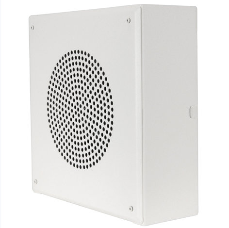 Quam SYSTEM-6-VP Square Surface Wall-Mount Horn Loudspeaker, 25V/70V, Vandal-Resistant, White Powder Finish