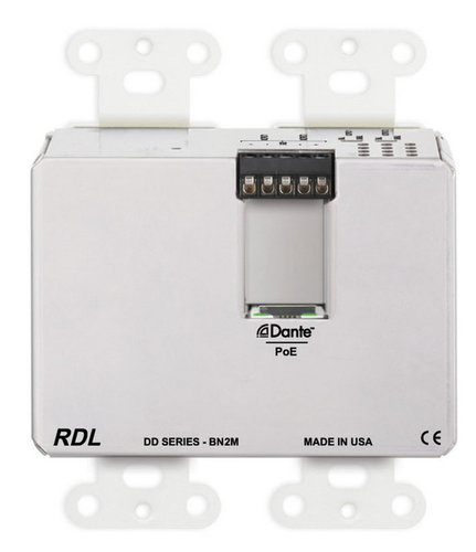 RDL DDB-BN2M Mic/Line Dante Interface 2x2 , 2 XLR In, 2 Out On Rear-Panel, Black