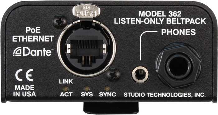 Studio Technologies M362 Listen-Only IFB Beltpack With Dante